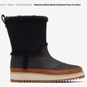 Toms Makenna Black Water Resistant Faux Fur Boot